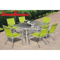 Outdoor Balkon Patio Garden 7pcs Tisch und Sling Stühle Möbel Ess-Set